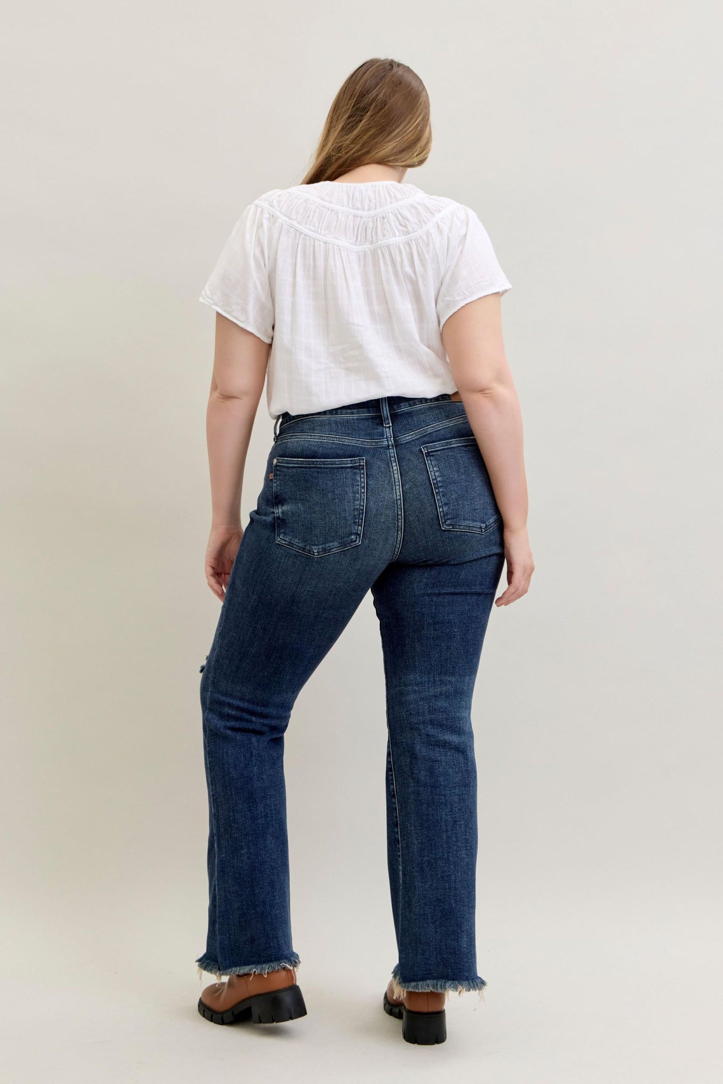 Mara High Rise Flare Destroy & Fray Hem by Judy Blue