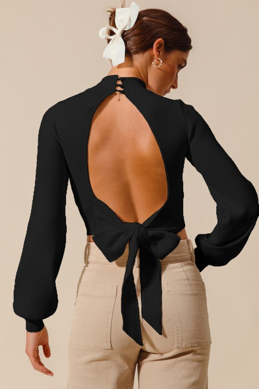 Darling Ties Open-Back Sweater