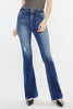 Maleah High Rise Double WB Detail Fray Hem Flare Jean By Kancan