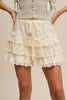 Lace Whispers Tiered Shorts With Ruffle Details