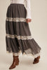 Wander Fields Tiered Lace-trim Maxi Skirt