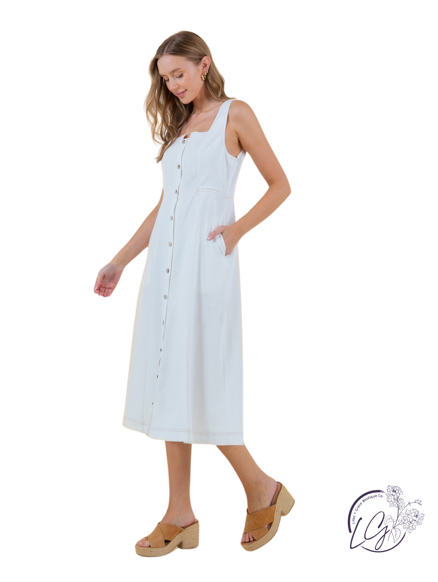 Willowpath Button Down Midi Dress