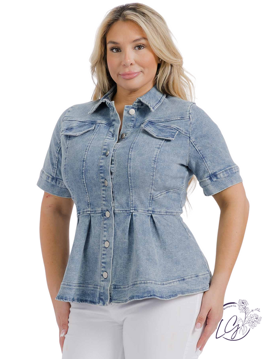 Curvy On My Time Button Down