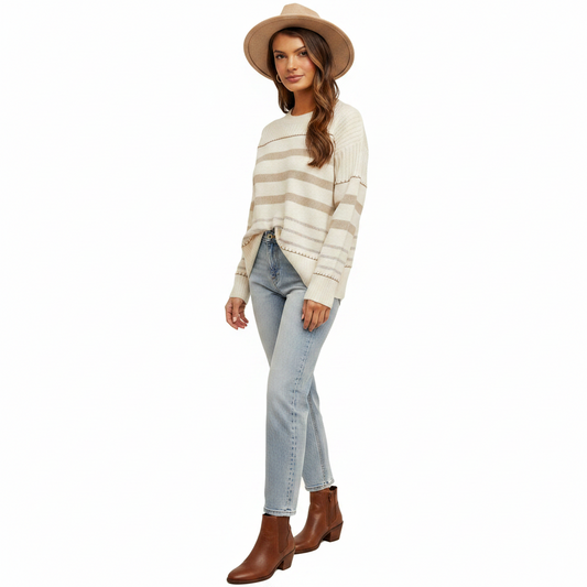 We Meet Stripe Pullover