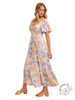 Fernflutter Flare Sleeve Long Dress