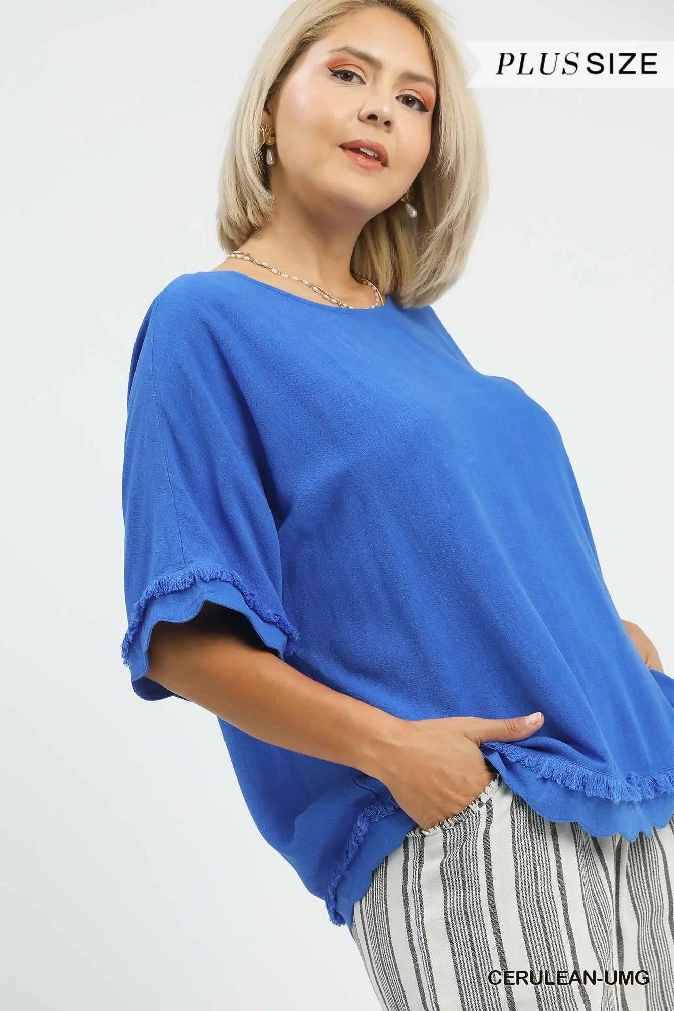 Curvy Coastal Fringe Blouse