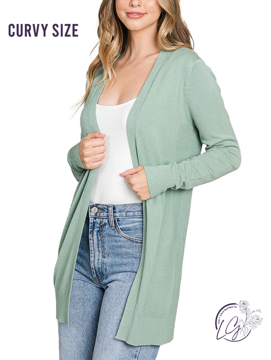 (Sale) Curvy Breathable Open Front Cardigan