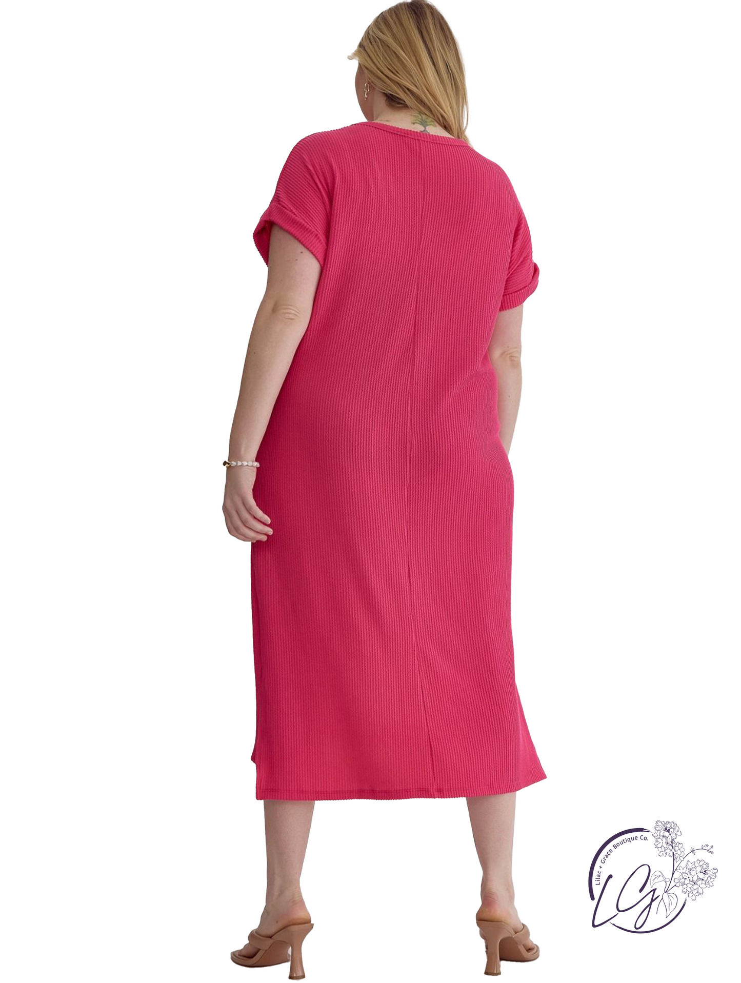 Curvy Lineshift Side-Slit Midi Dress