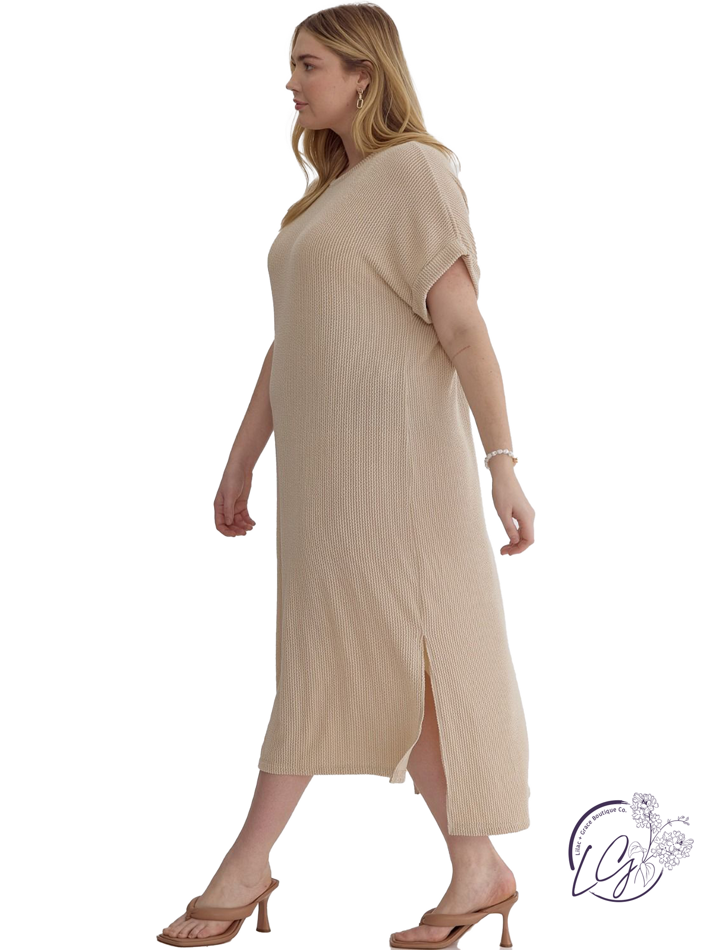 Curvy Lineshift Side-Slit Midi Dress