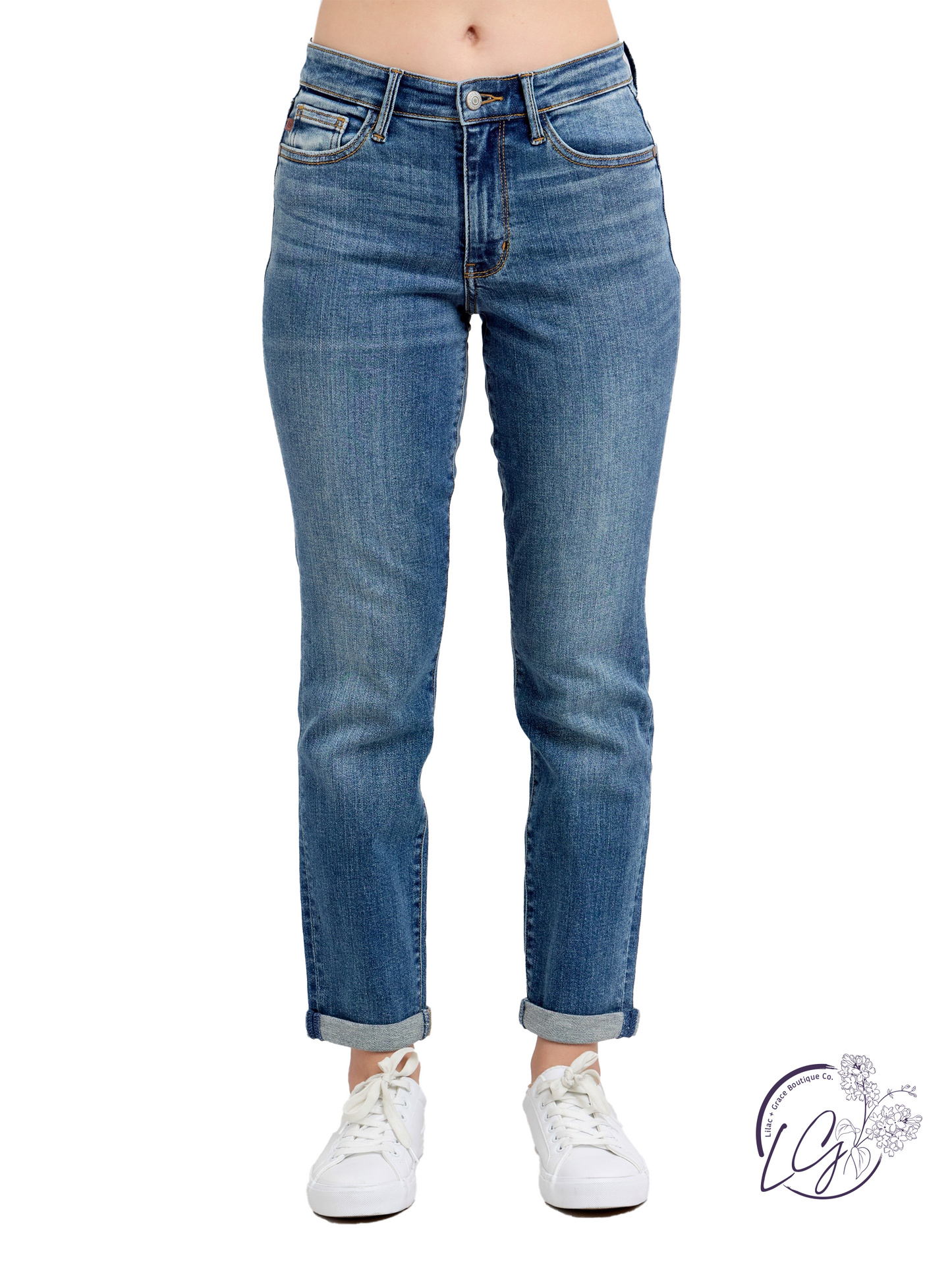 Marigold Mid-Rise Boyfriend Non-Distressed by Judy Blue