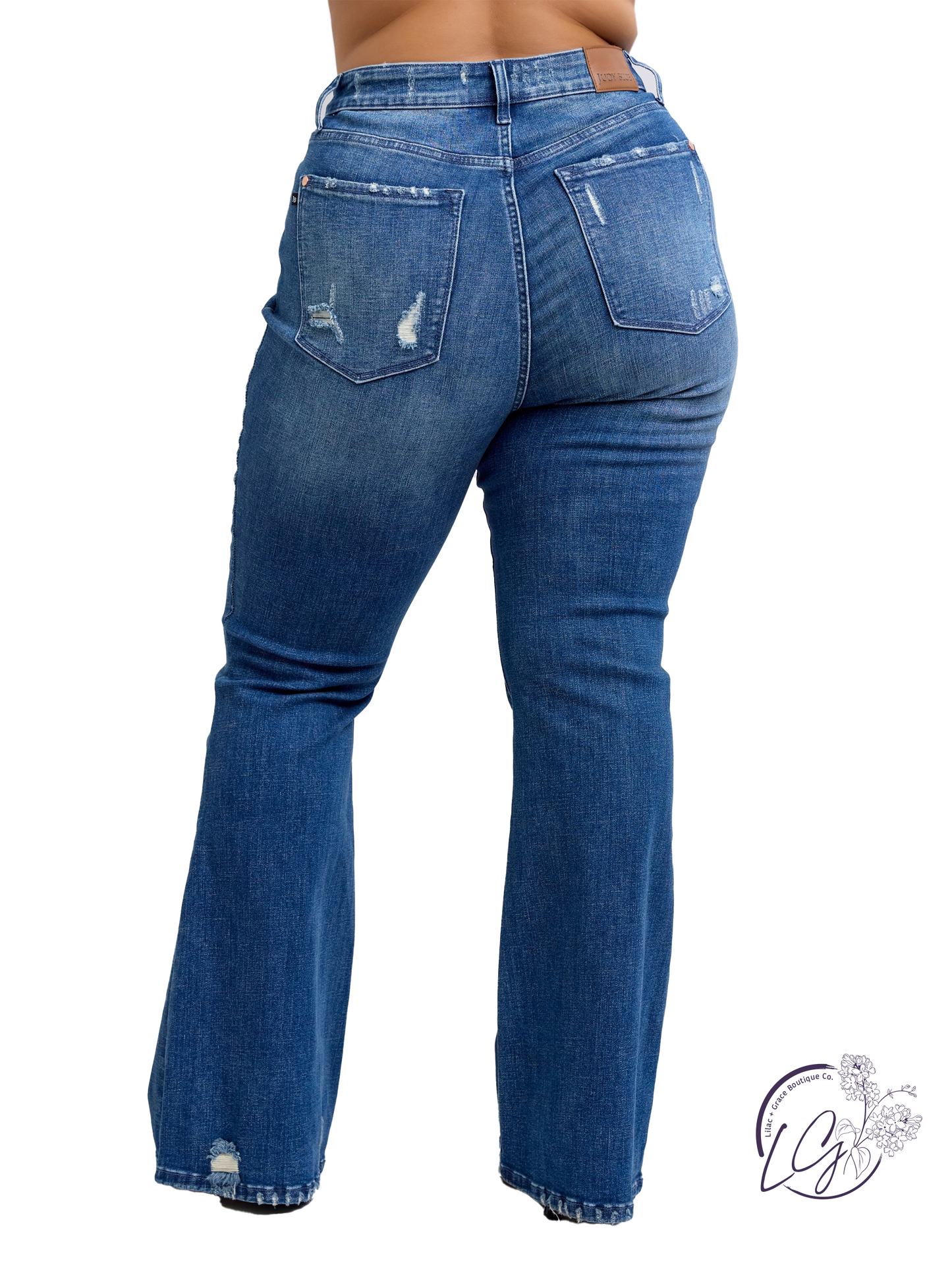 Curvy Delaney High-Rise Flare Distressed by Judy Blue