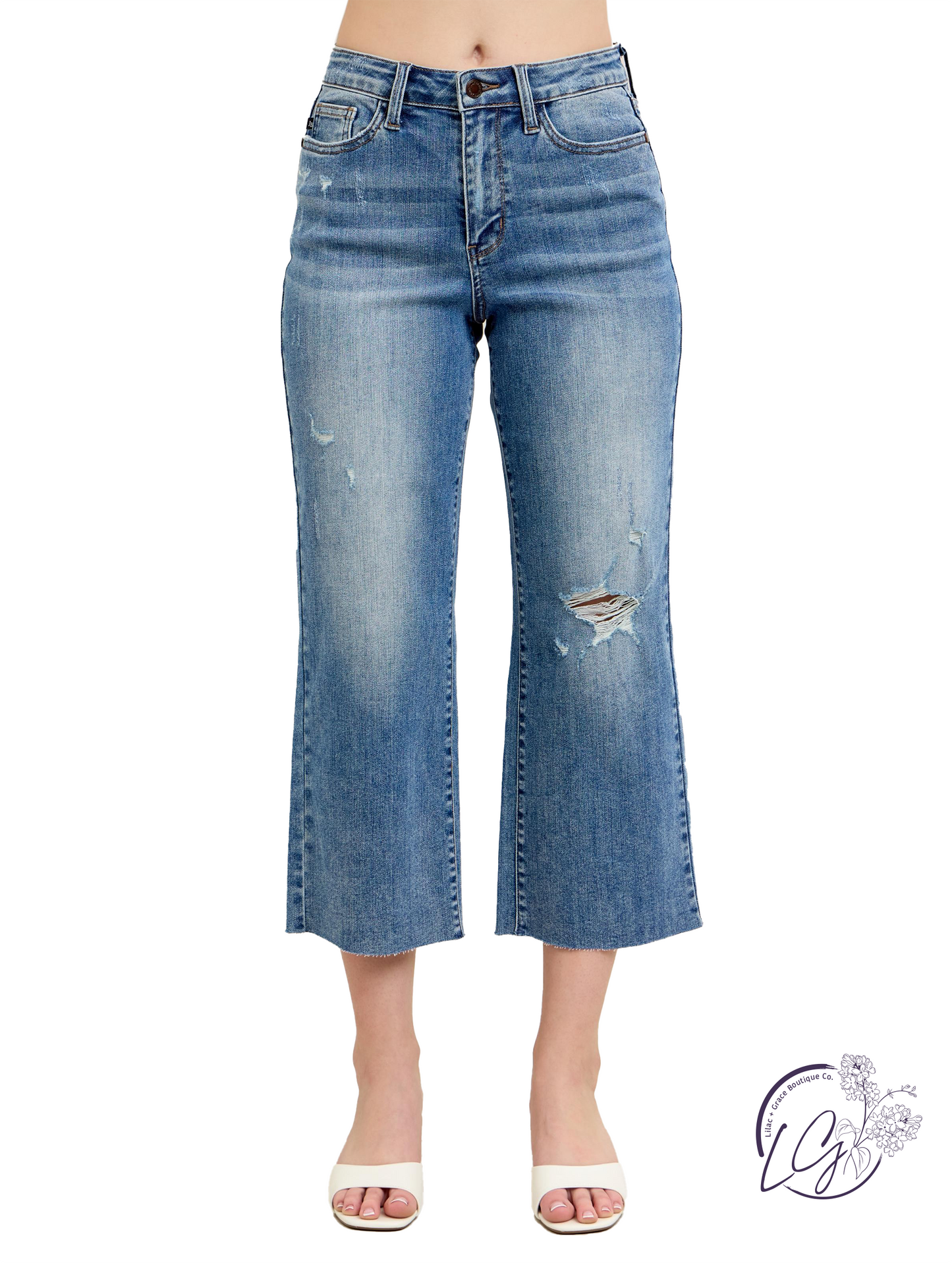 Jennie High-Rise Wide-Leg Distressed by Judy Blue
