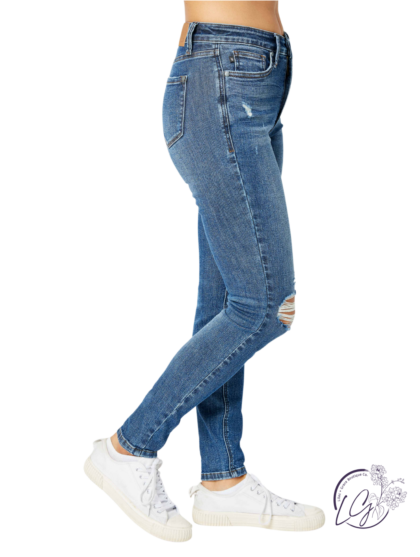 Estelle Tummy Control Distressed Jeans by Judy Blue