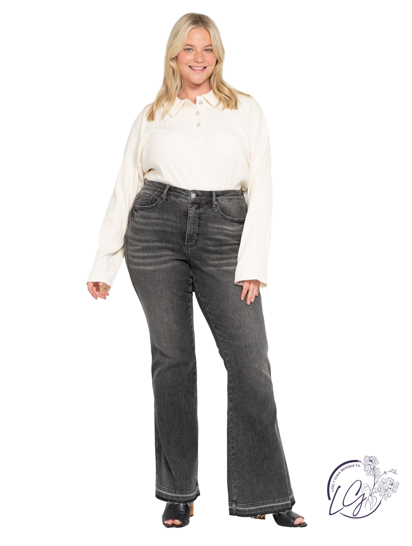 Curvy Isla Mid-Rise Tummy Control Release Hem by Judy Blue