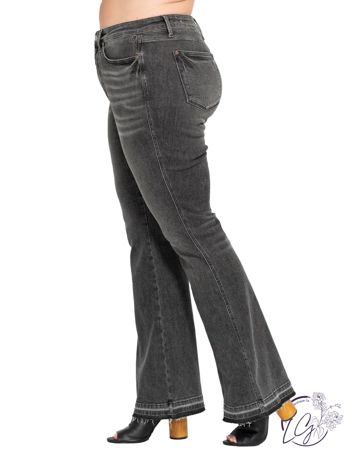 Curvy Isla Mid-Rise Tummy Control Release Hem by Judy Blue