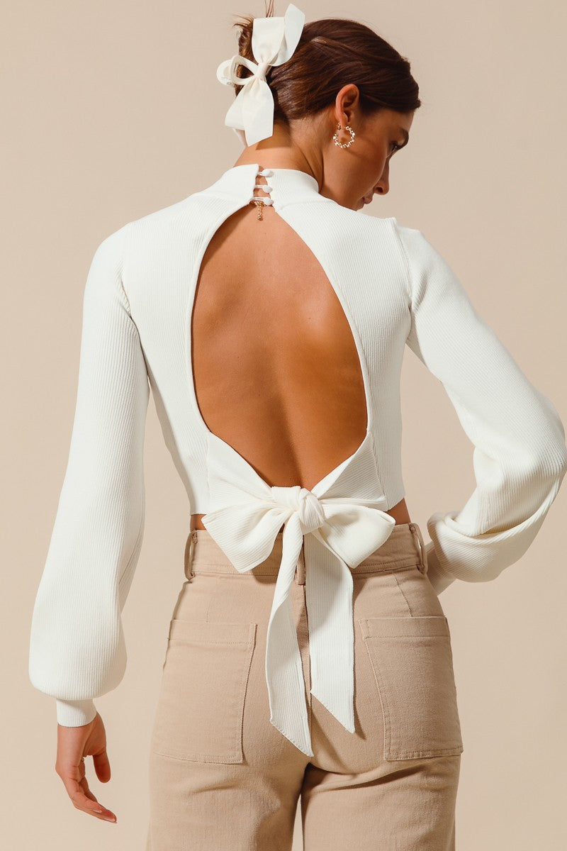 Darling Ties Open-Back Sweater