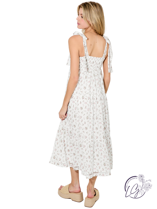 Grass Under Light Tie Midi Dress