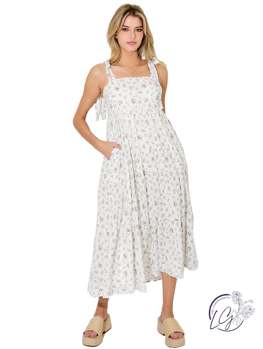 Grass Under Light Tie Midi Dress