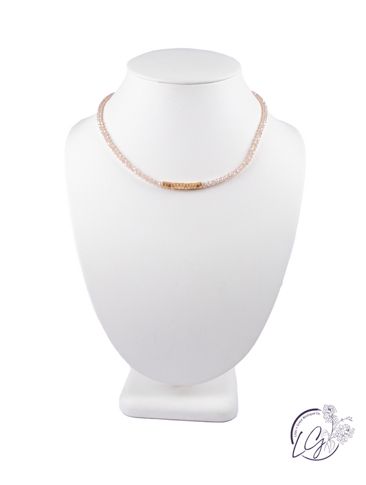 Pink & Gold Beaded Choker