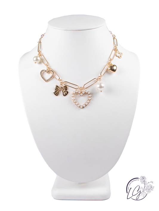 Gold & Pearl Charm Necklace