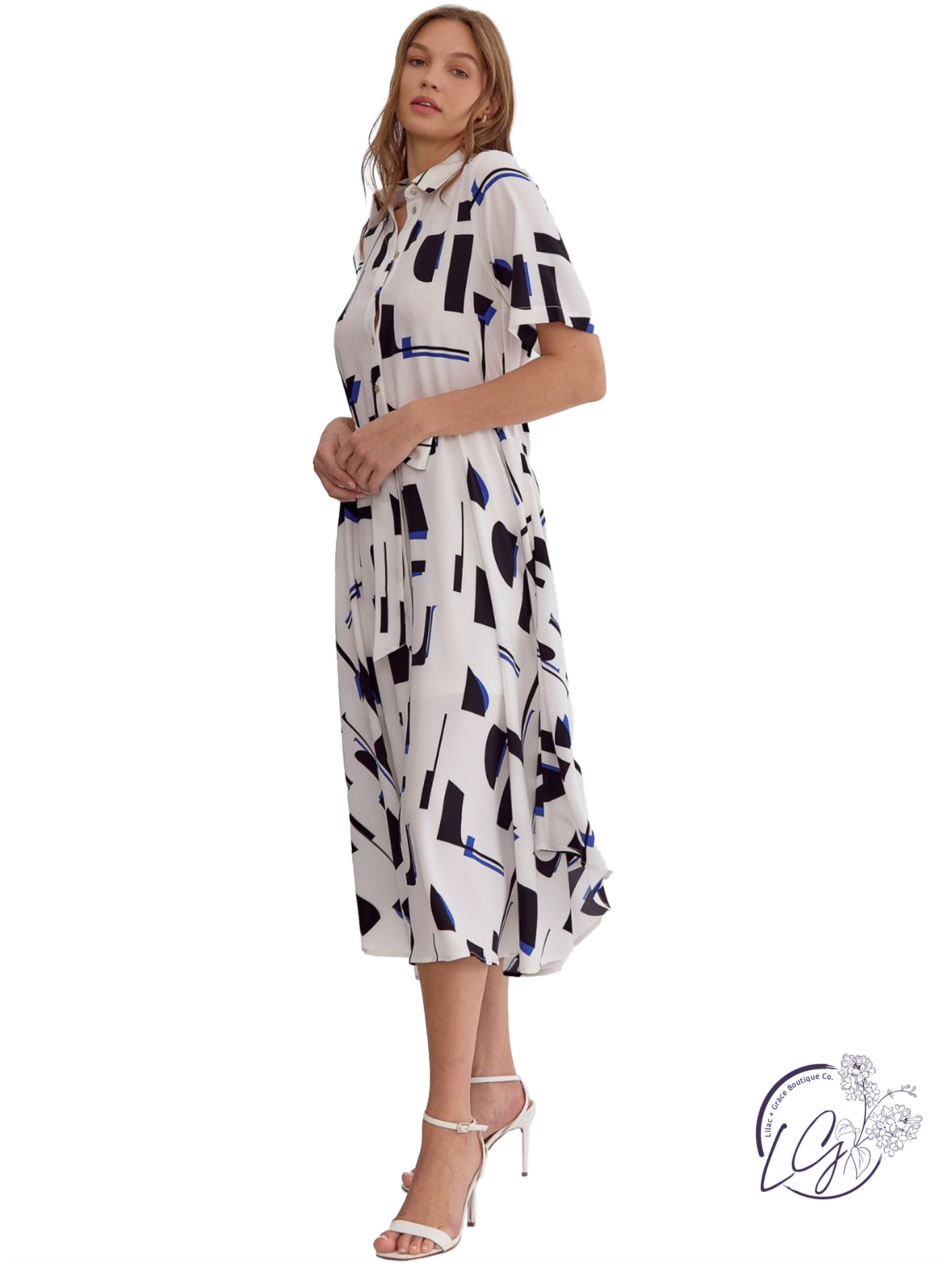 Lines of Light Midi Shirt Dress