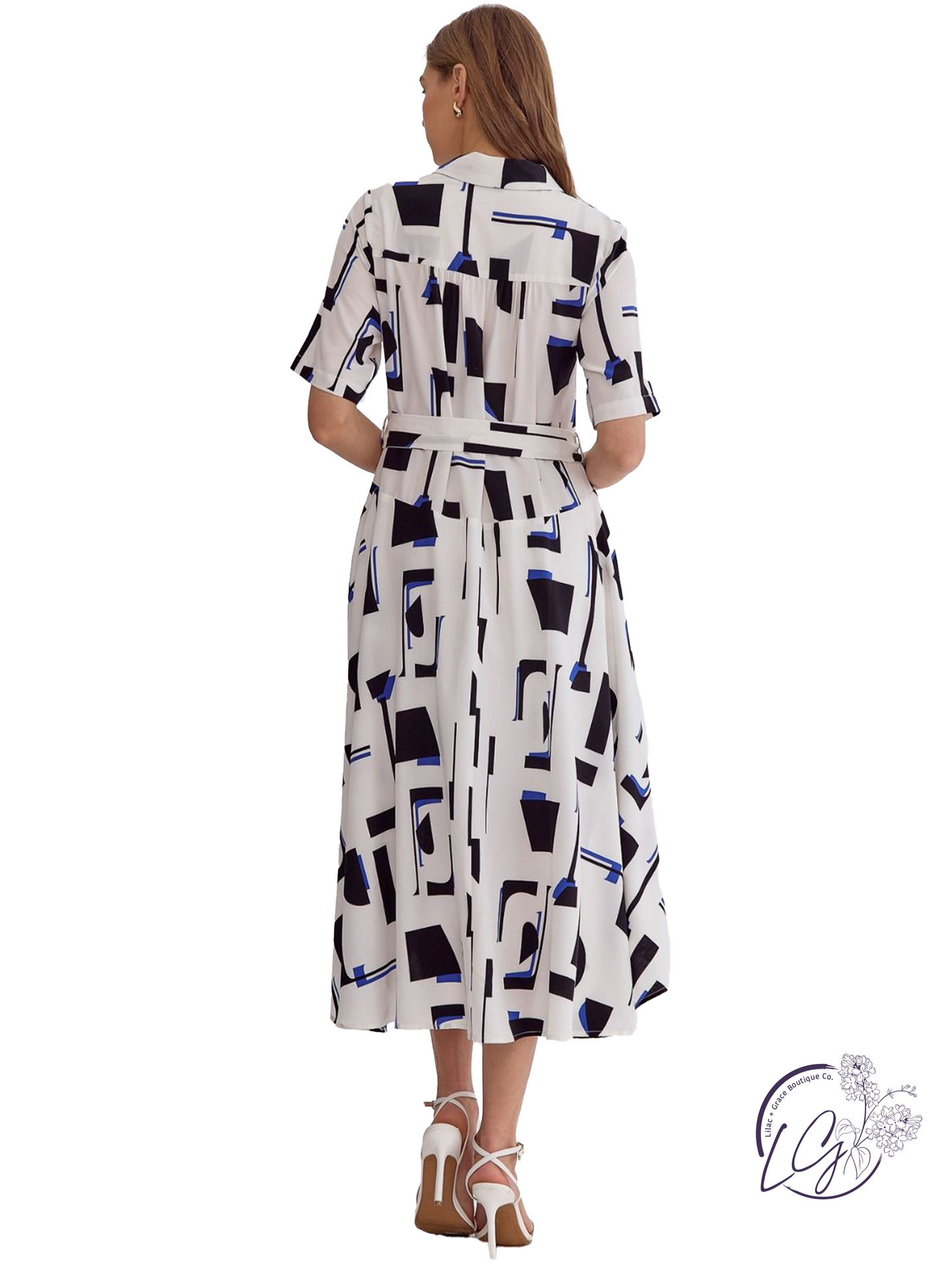 Lines of Light Midi Shirt Dress