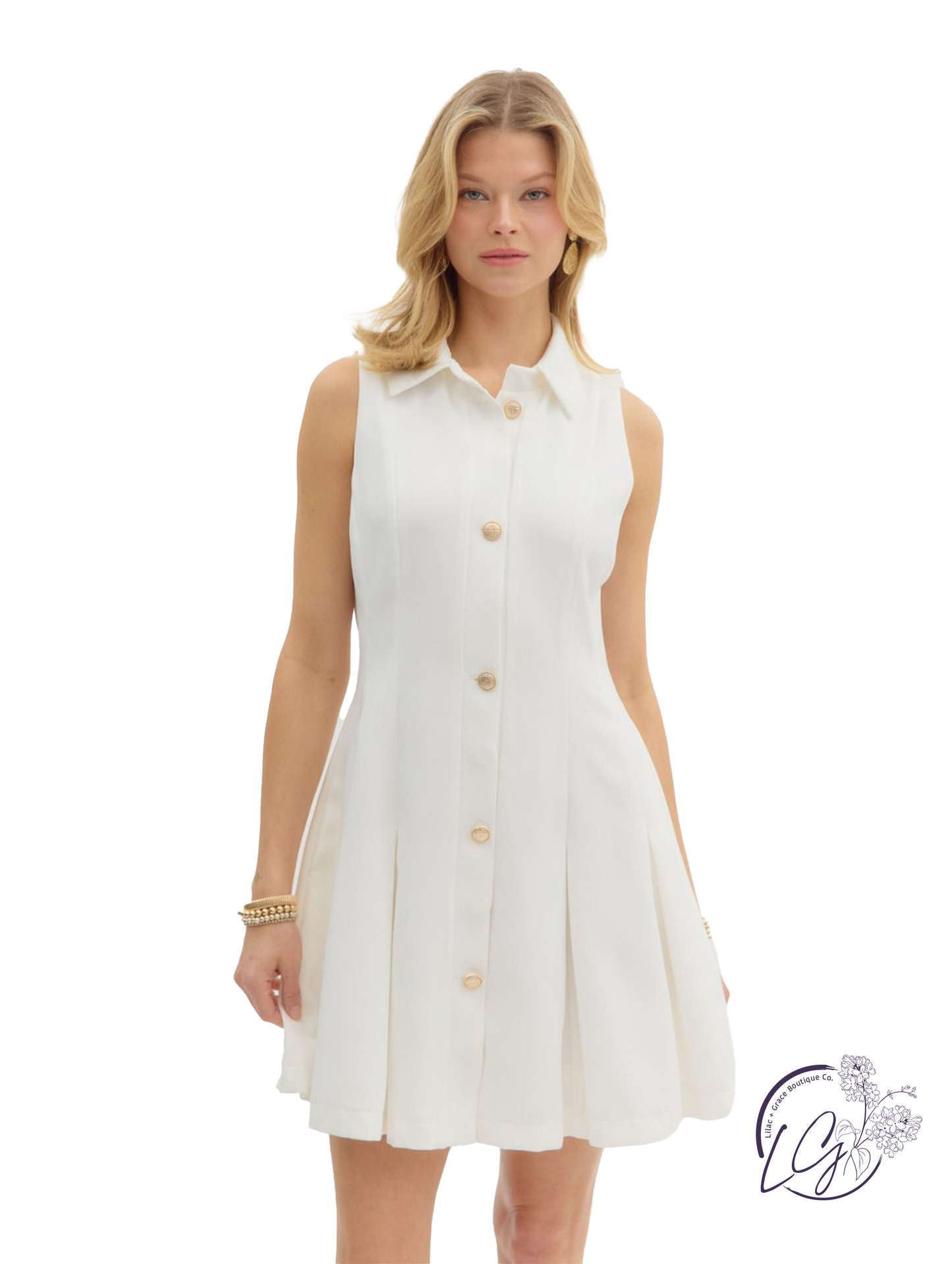 Golden Pleated Mini Dress