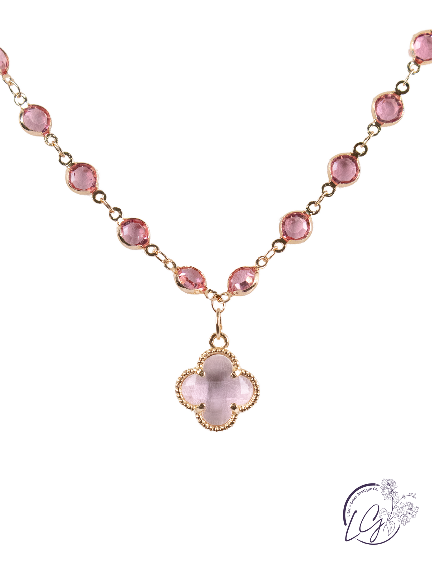 Pink Clover Necklace