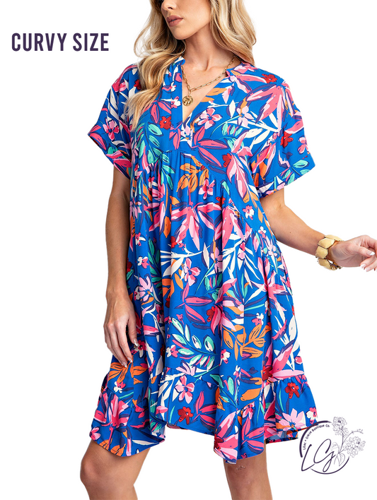 Curvy Shoreside Breeze Printed Rayon Dress
