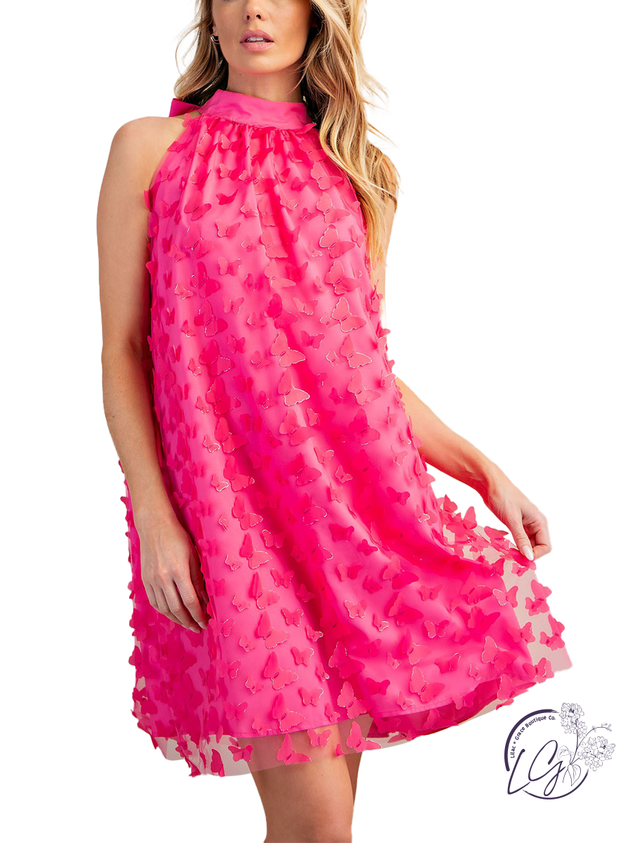 Fluttering Wings Halter Dress