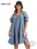Curvy Blueveil Chambray Dress