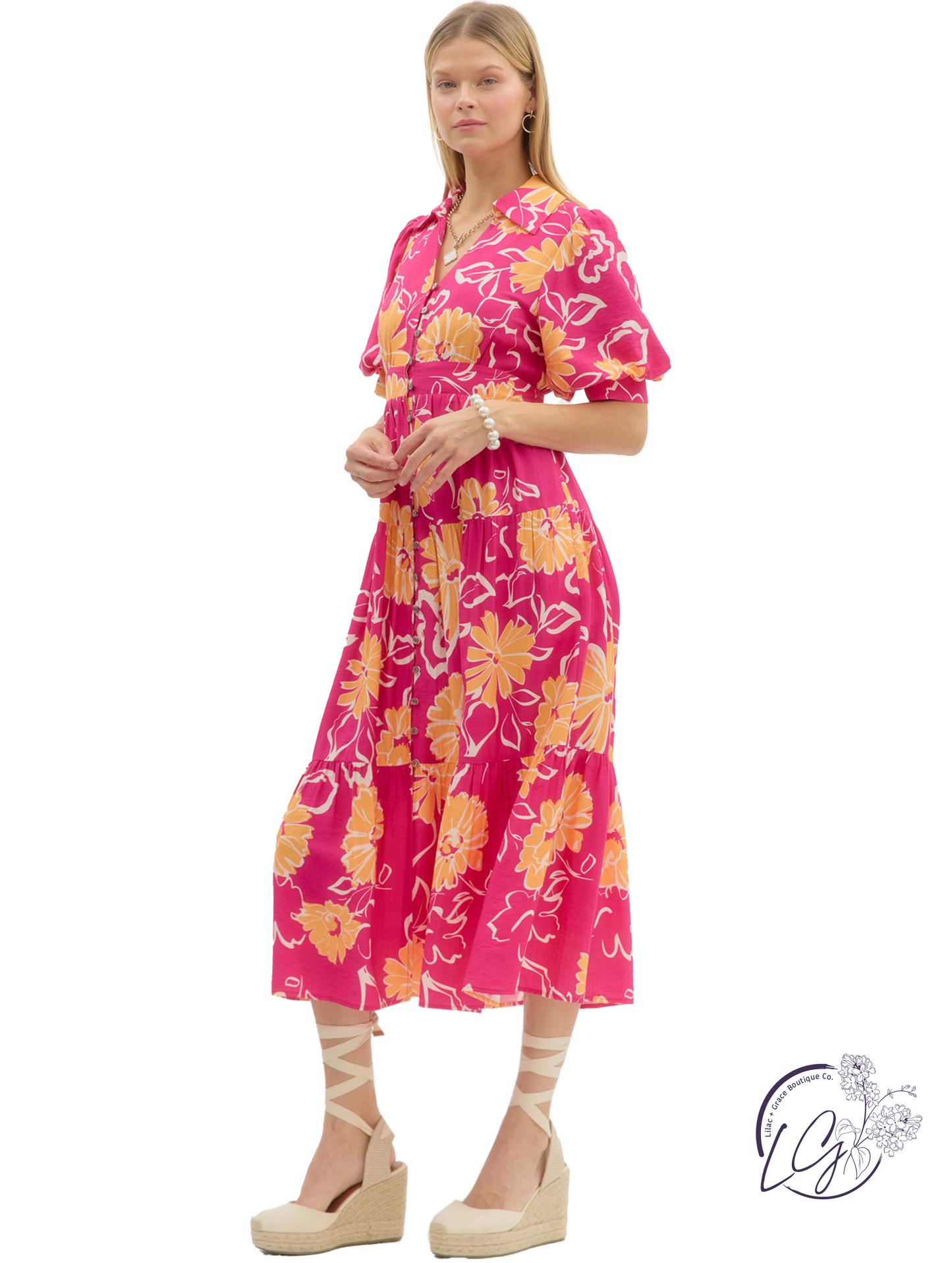 Slow Tides Tiered Midi Dress