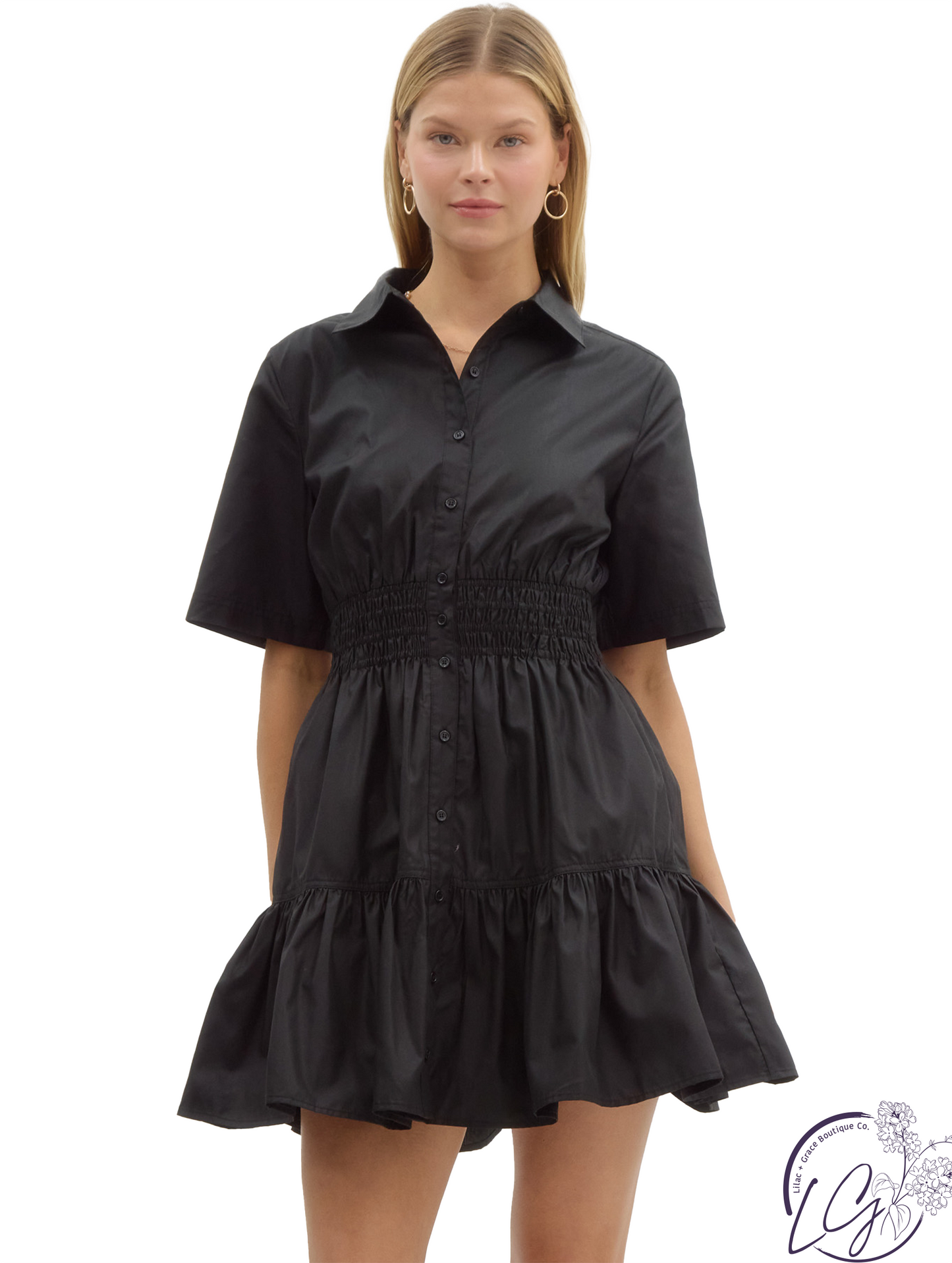 Softline Smocked Waist Mini Dress