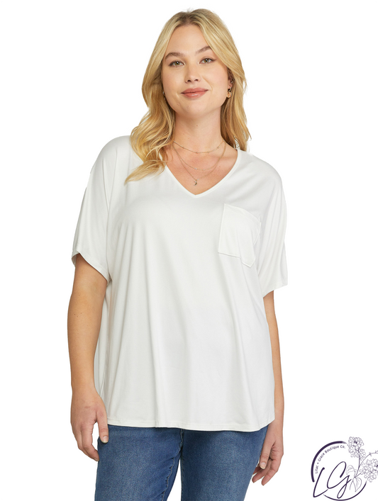 Curvy Get On Your Level Basic V-Neck