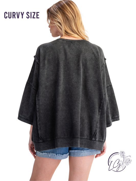 Curvy Mineral Washed Knit Top