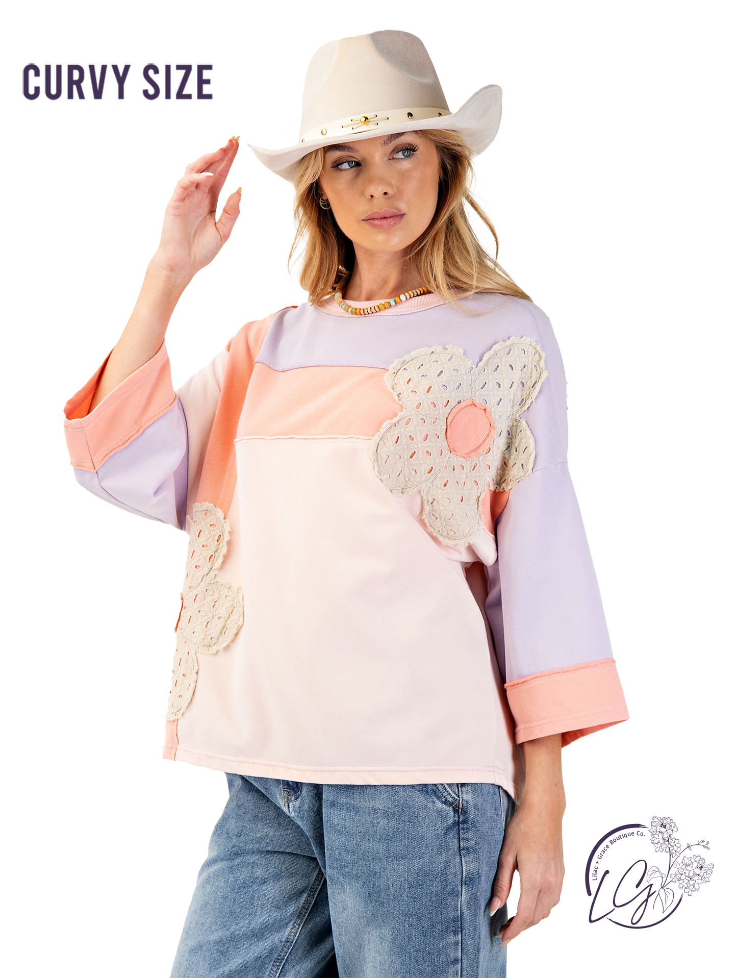 Curvy Faded Field Stitching Top