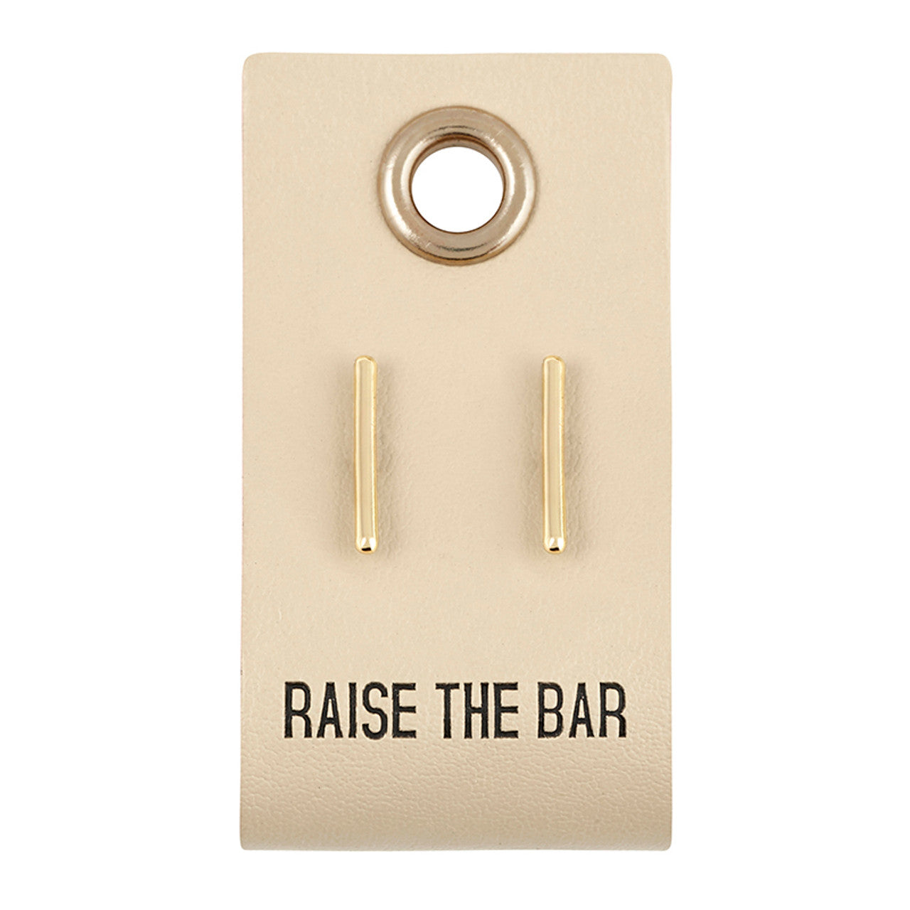Leather Tag Earrings - Bar