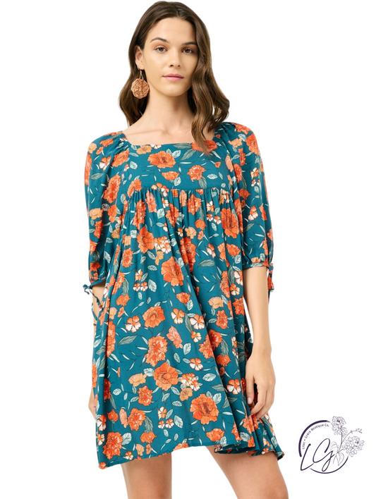 Gardenlace Tie Sleeve Mini Dress