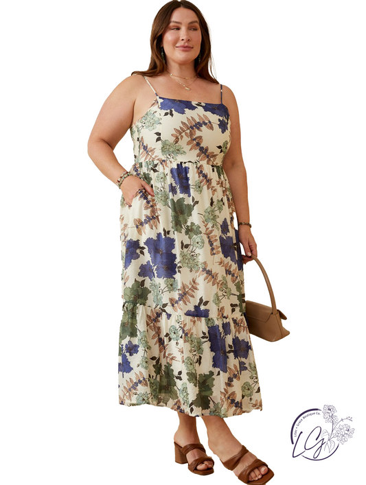 Curvy Falling Leaves Tank Dress