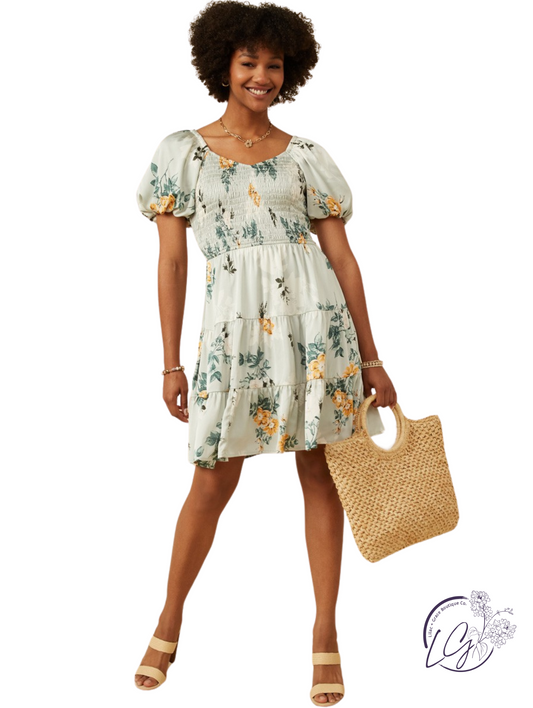 RoseSheen Smocked Floral Dress