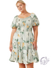 Curvy RoseSheen Smocked Floral Dress
