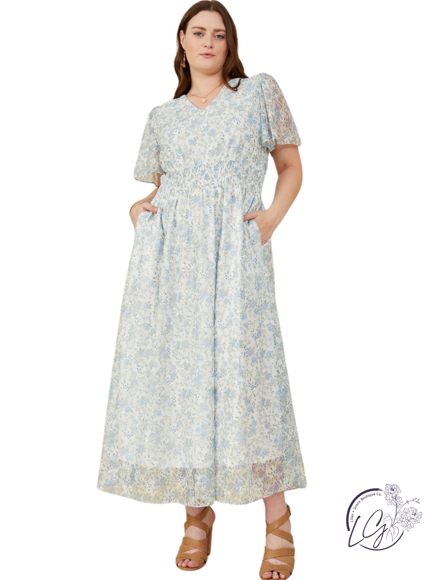 Curvy Gilded Garden Foil Dress