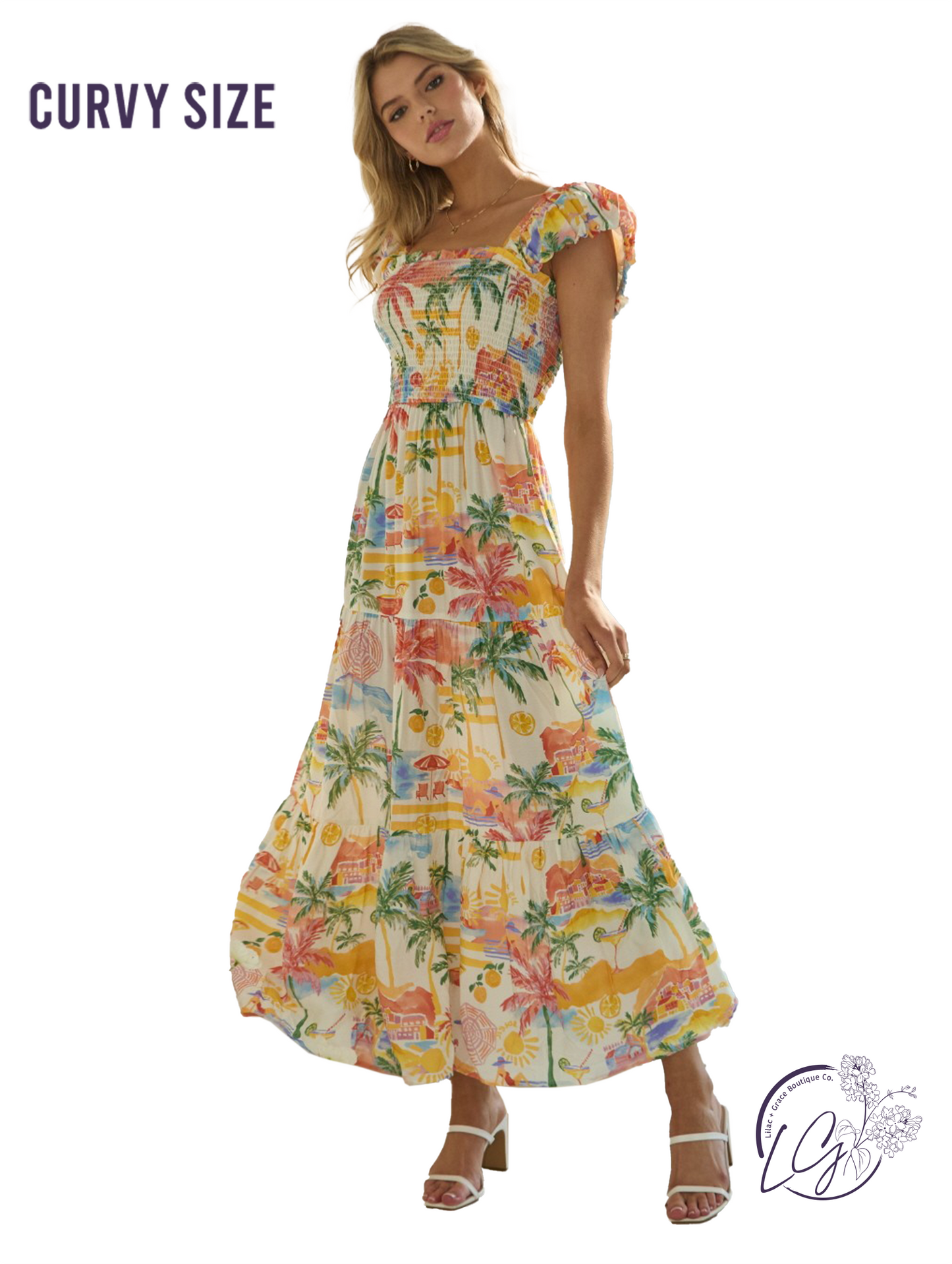 Curvy Storyline Flow Tiered Maxi Dress