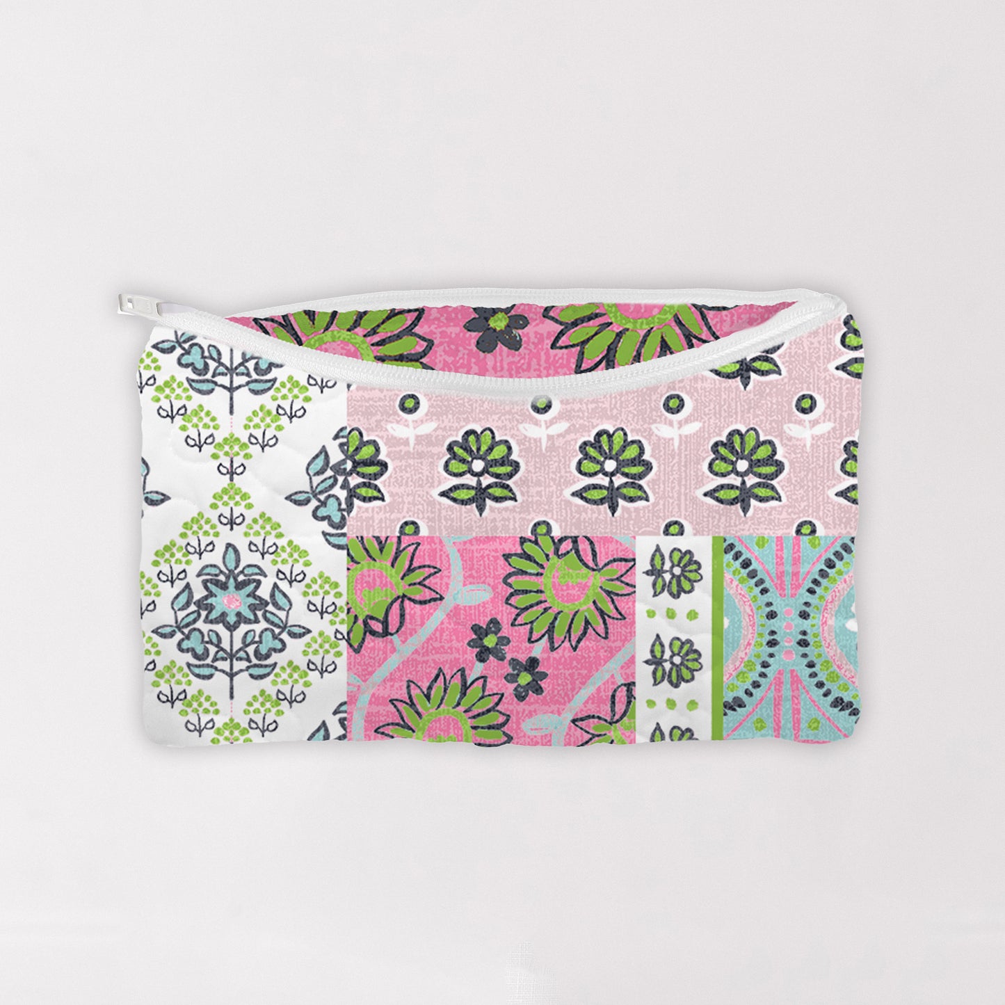 Laramie Patchwork in Green Quilted Makeup Bag
