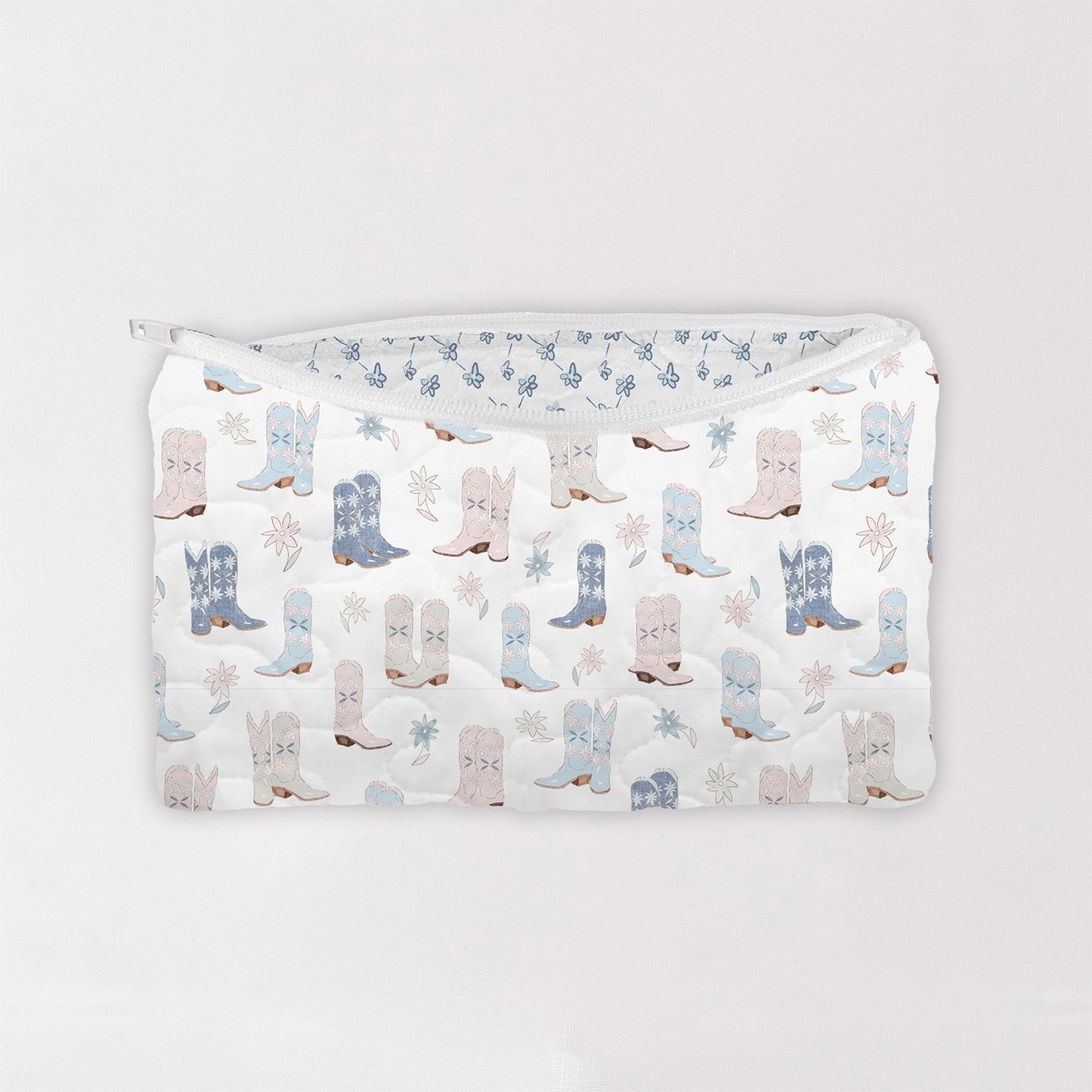 Daisy Boots Pastel Quilted Makeup Bag