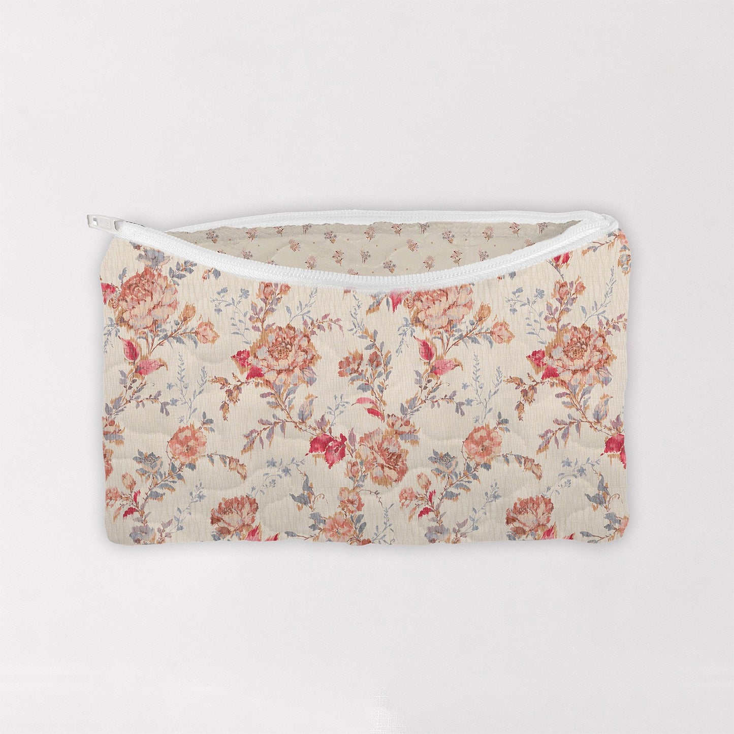 Natalie Floral Pink Quilted Makeup Bag