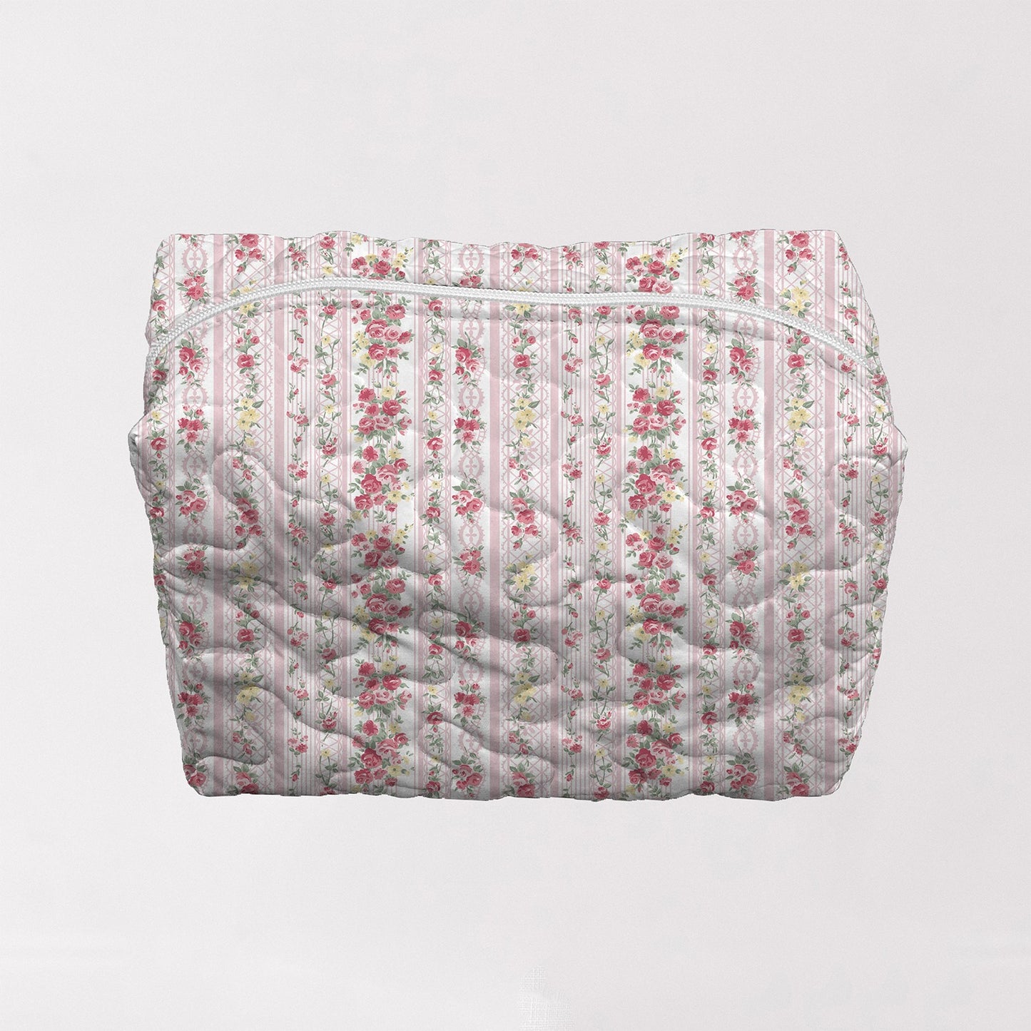 Wilshire Stripe Pink Quilted Large Makeup Bag
