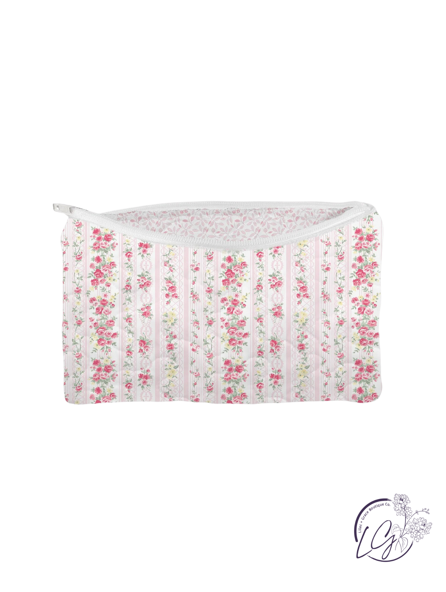 Wilshire Stripe Pink Quilted Makeup Bag