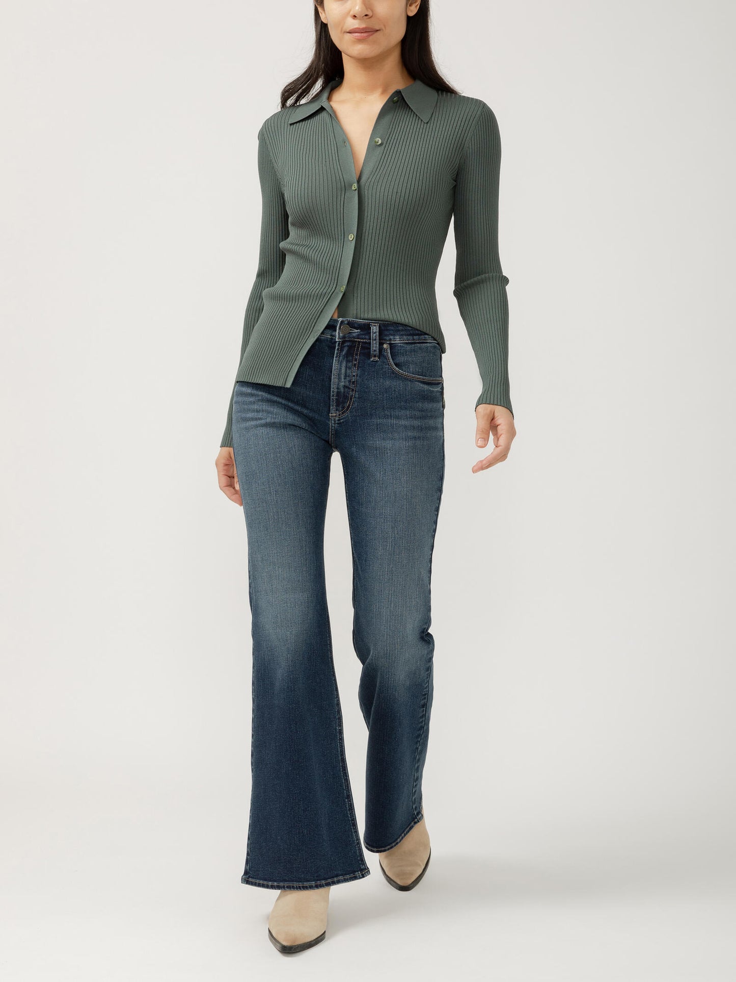 Opal Mid Rise Flare Leg Non-Distressed By Silver Jeans