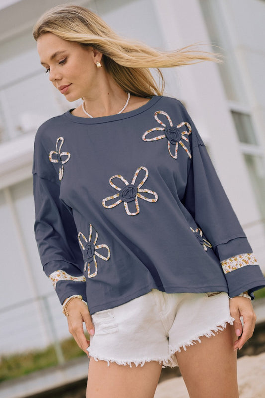 Curvy Retro Daisy Long Sleeve